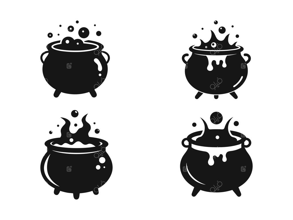 مجموعه آیکون دیگ‌های جوشان جادوگر هالووین