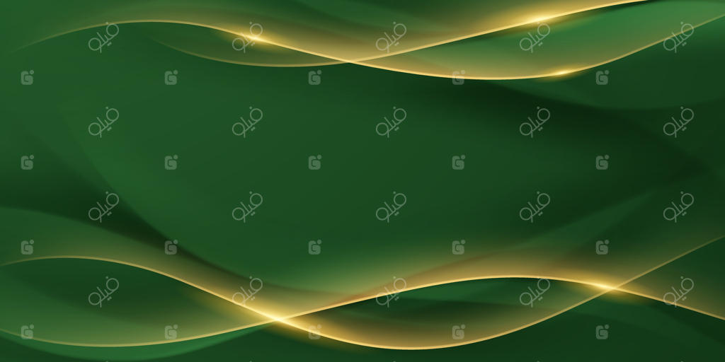 زمینه سبز انتزاعی با موج‌های طلایی