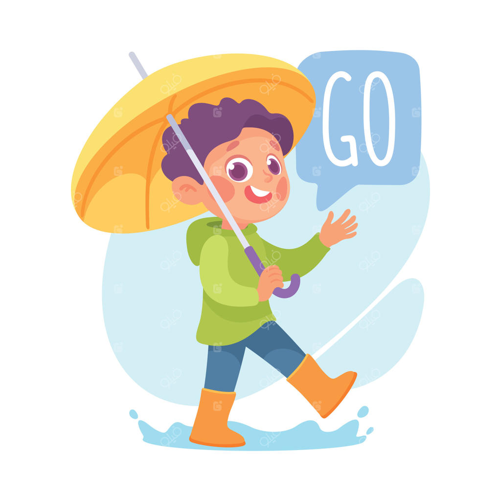 پسر با چتر: آموزش واژگان فعالیت به کمک تصویر برای کودکان