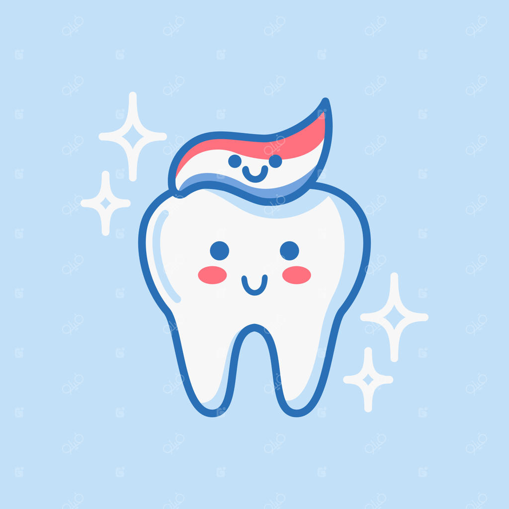 دندان‌های آغشته به خمیردندان. طرحی از یک شخصیت در حال مسواک زدن با پیام ترویج بهداشت دهان و دندان؛ تأکید بر اهمیت محافظت از مینای دندان و پیشگیری از پوسیدگی.