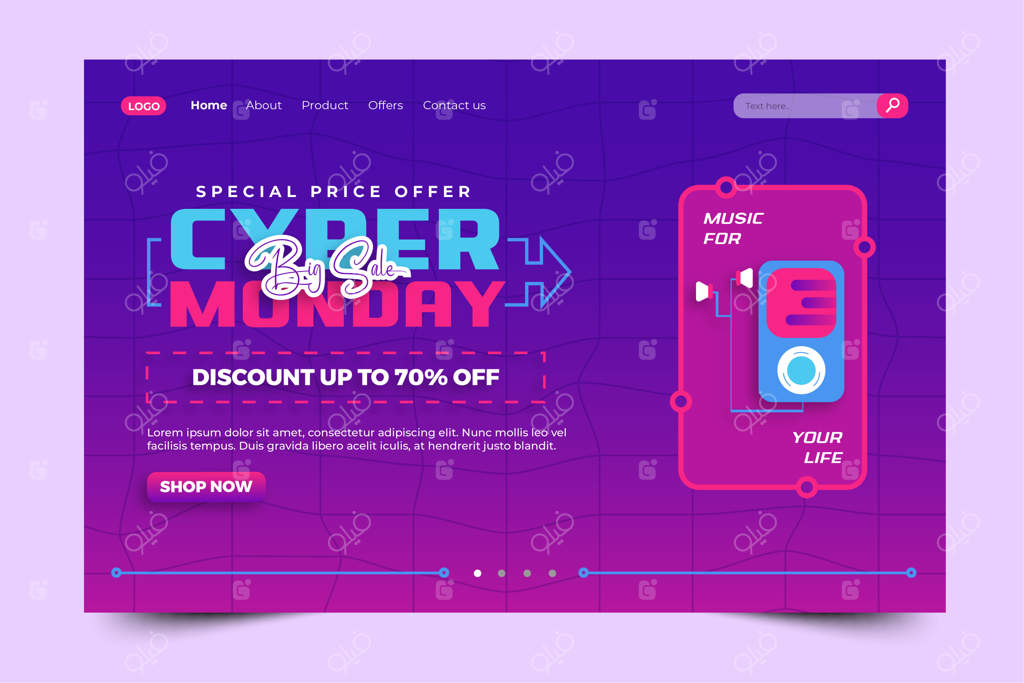 قالب طراحی صفحه فرود برای سایبر ماندی