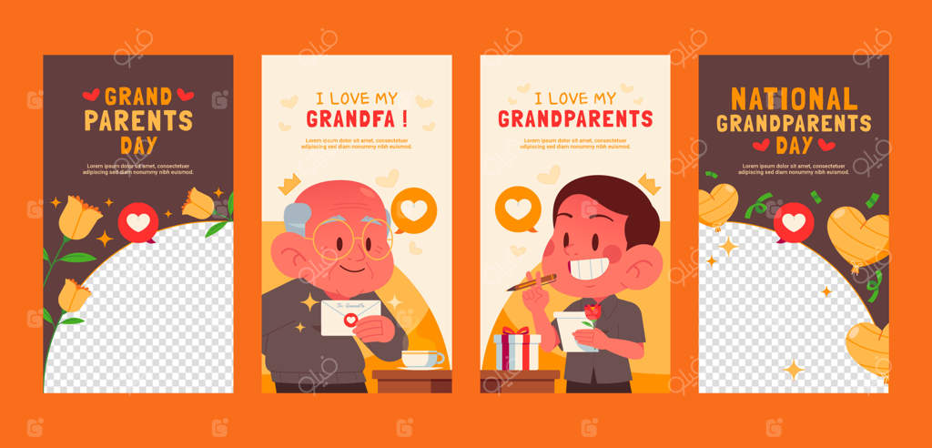 طراحی قالب استوری اینستاگرام برای روز پدربزرگ و مادربزرگ