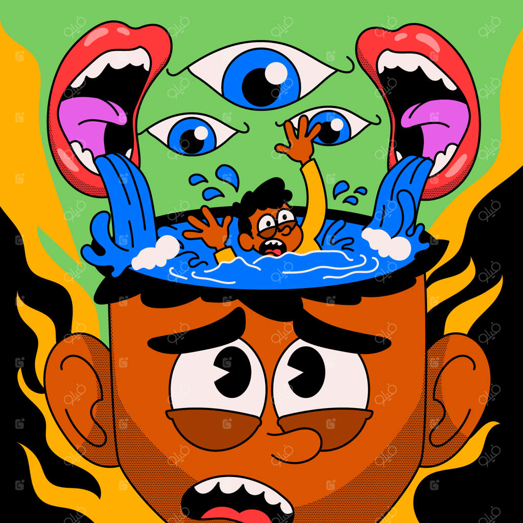 تصویرسازی اضطراب به صورت دستی کشیده شده