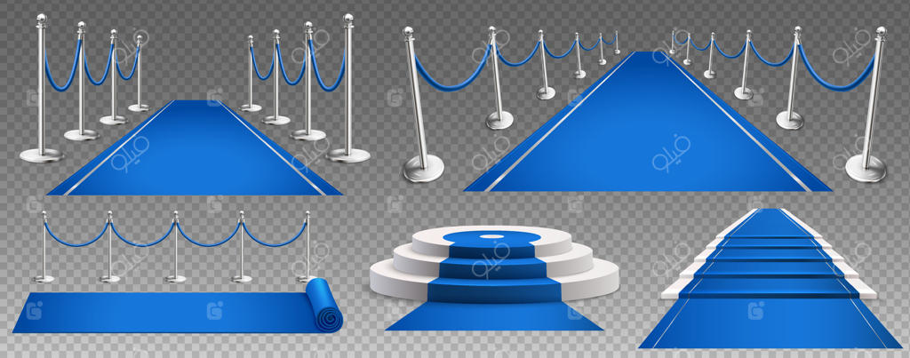 مجموعه عناصر فرش آبی شکیل