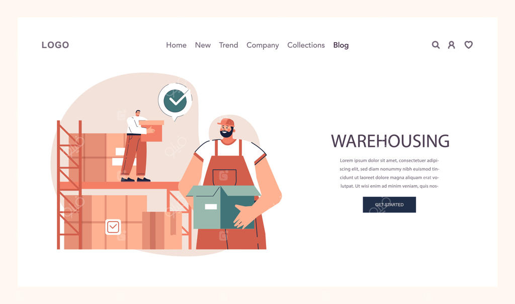 ست بنر وب یا صفحه فرود برای تحویل کالا: انبارداری و لجستیک