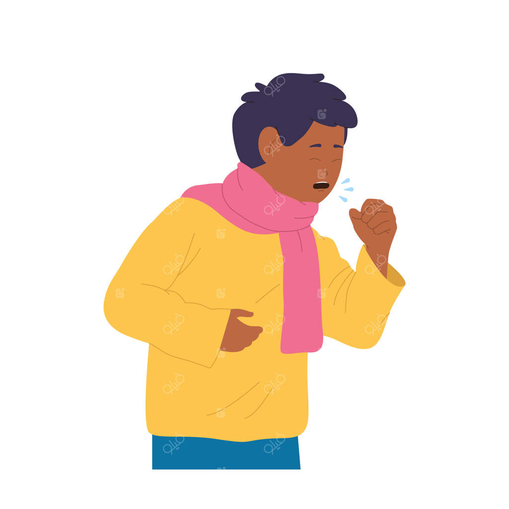 کودک پسر در انیمیشن تنها، با شال گردن و سرفه شدید