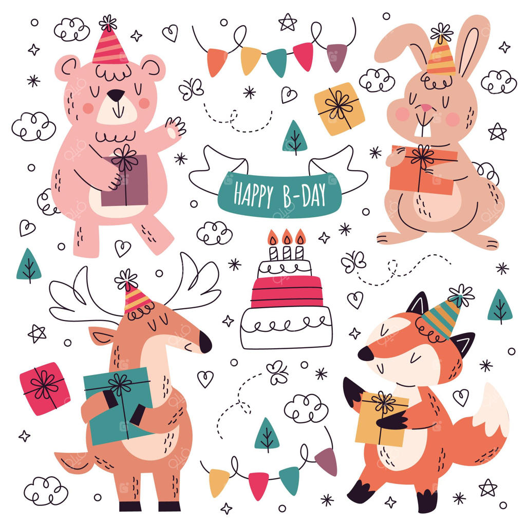 مجموعه استیکرهای تولد دست‌ساز