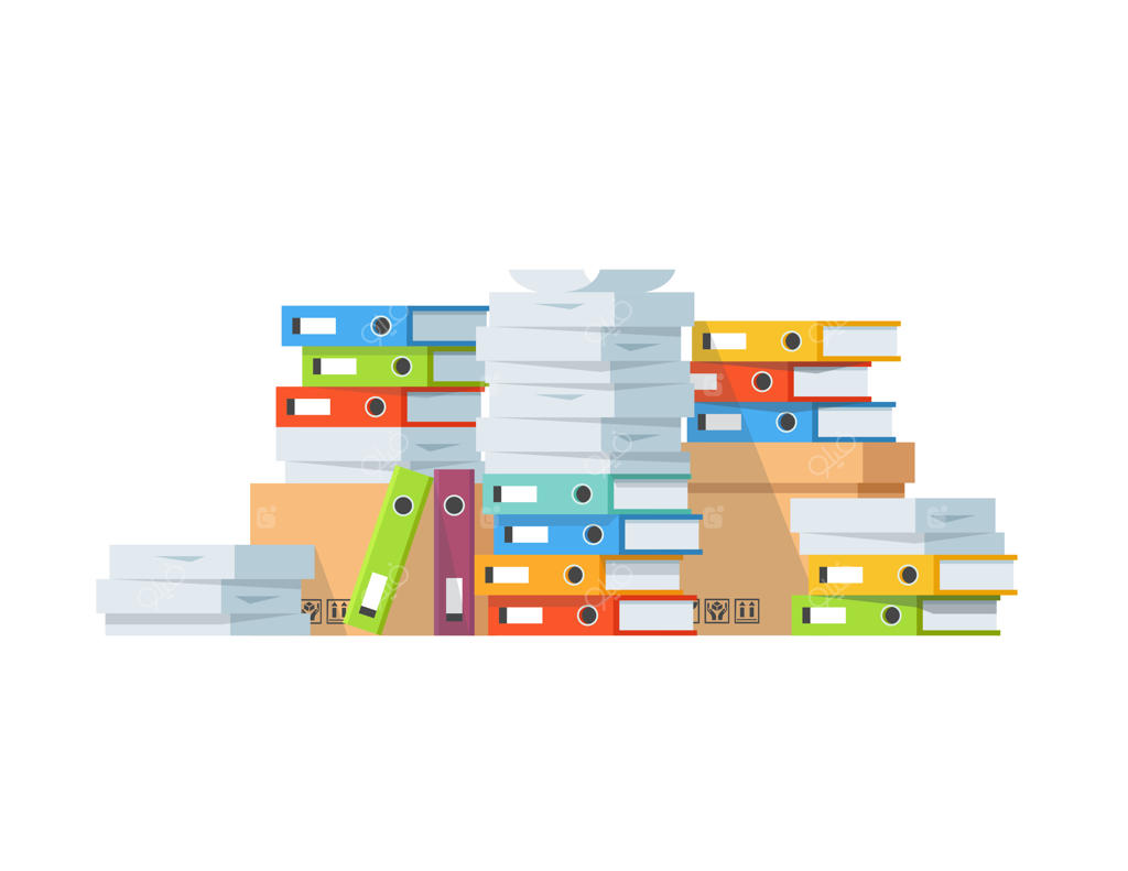 توده اسناد کاغذی و پوشه‌ها