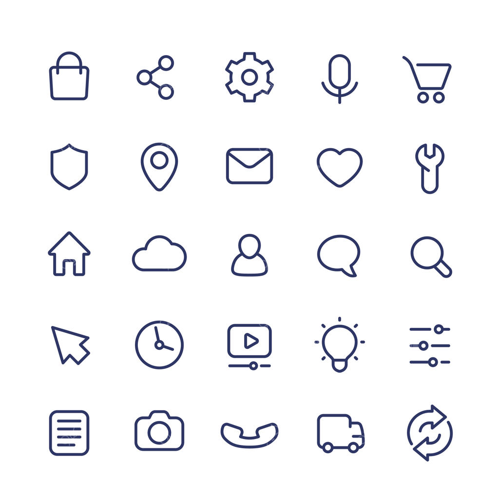 مجموعه آیکون‌های خطی پایه برای وب و اپلیکیشن