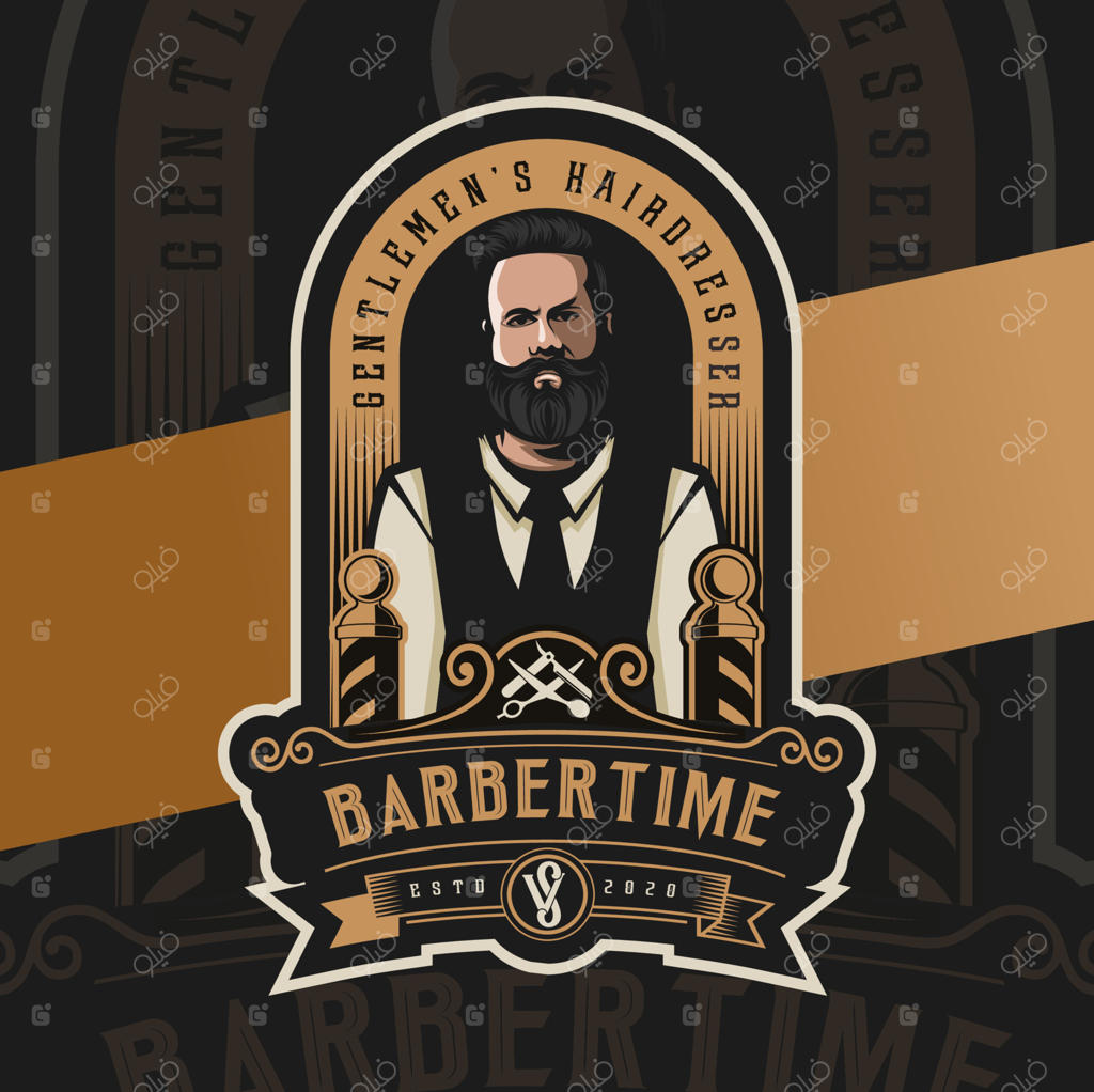طراحی لوگوی شخصیت آرایشگر مرد با سبک کلاسیک برای کسب‌وکار آرایشگاه