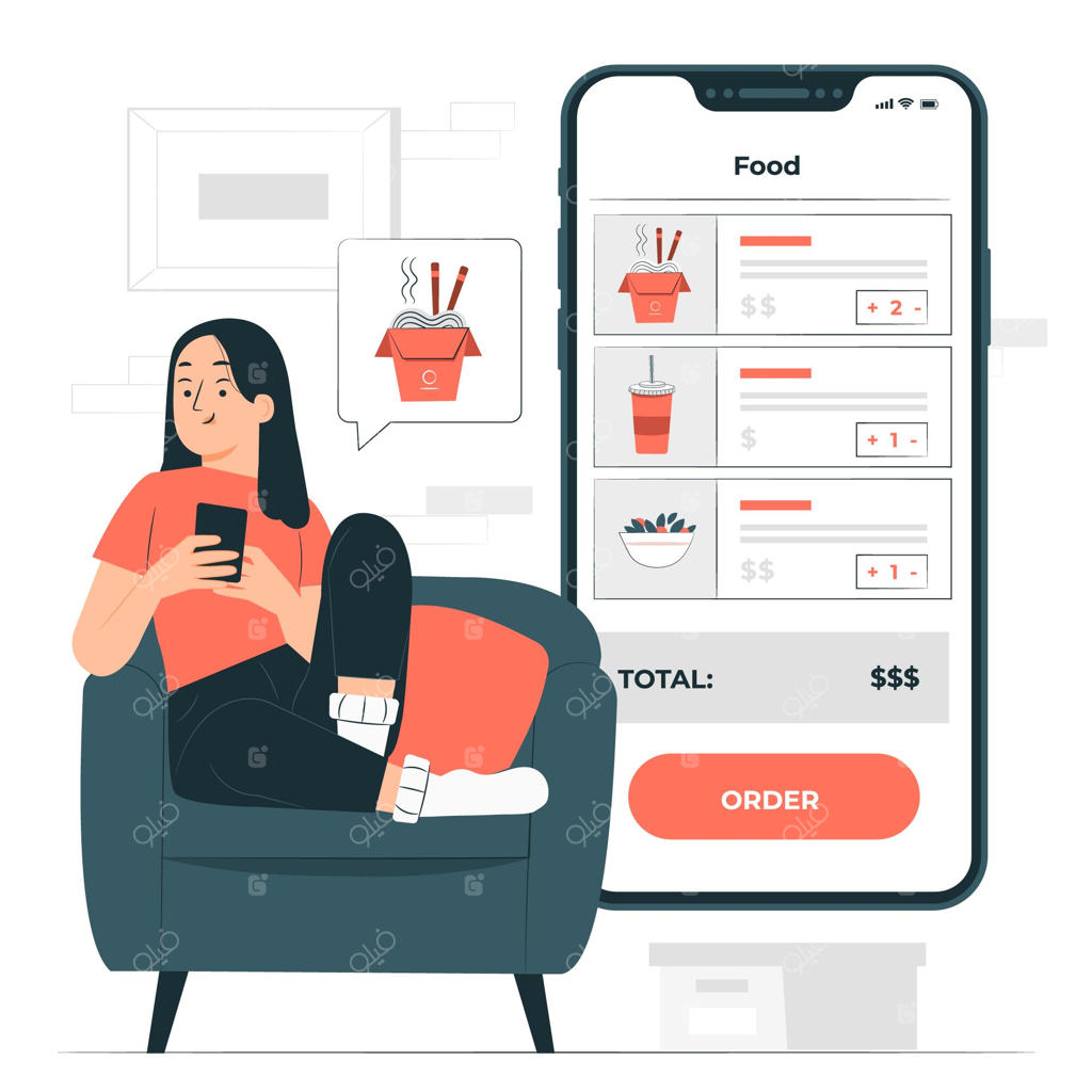 مفهوم سفارش غذا در تصویرسازی