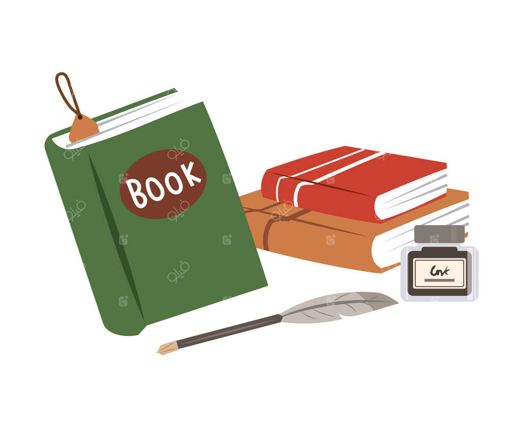 کتاب‌ها، قلم‌ها و جوهر: نمادهایی برای خواندن و نوشتن