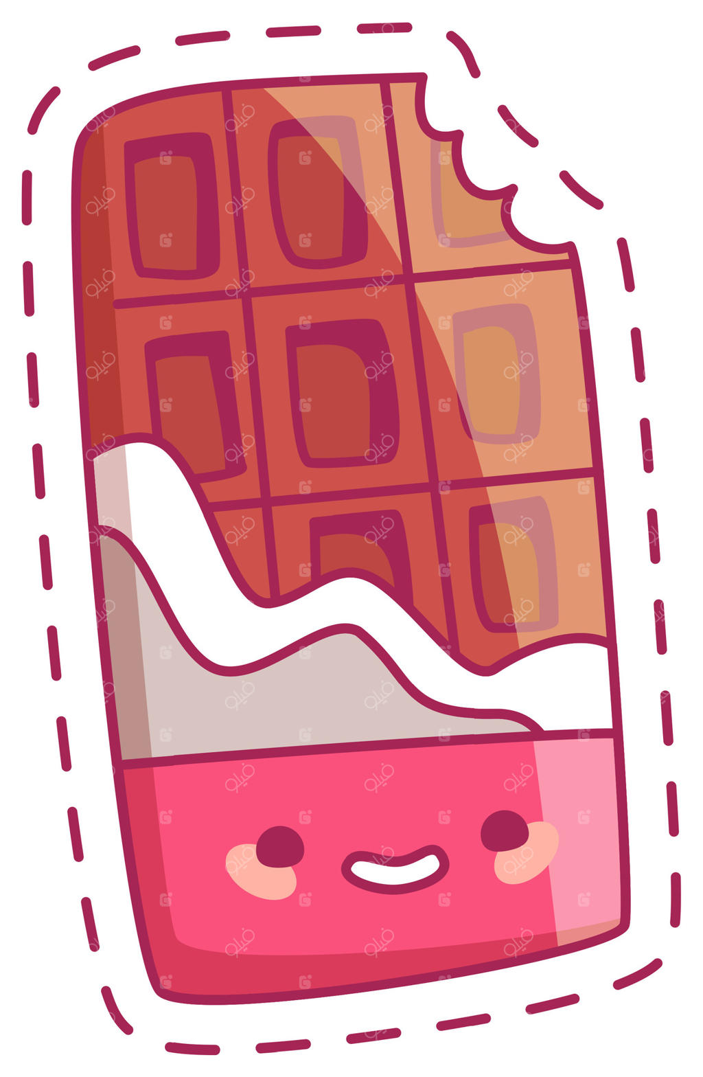 شکلات شیری با لبخند بزرگ و ظاهر شاد و دل‌انگیز برای کودکان و علاقمندان به خوراکی‌های شیرین