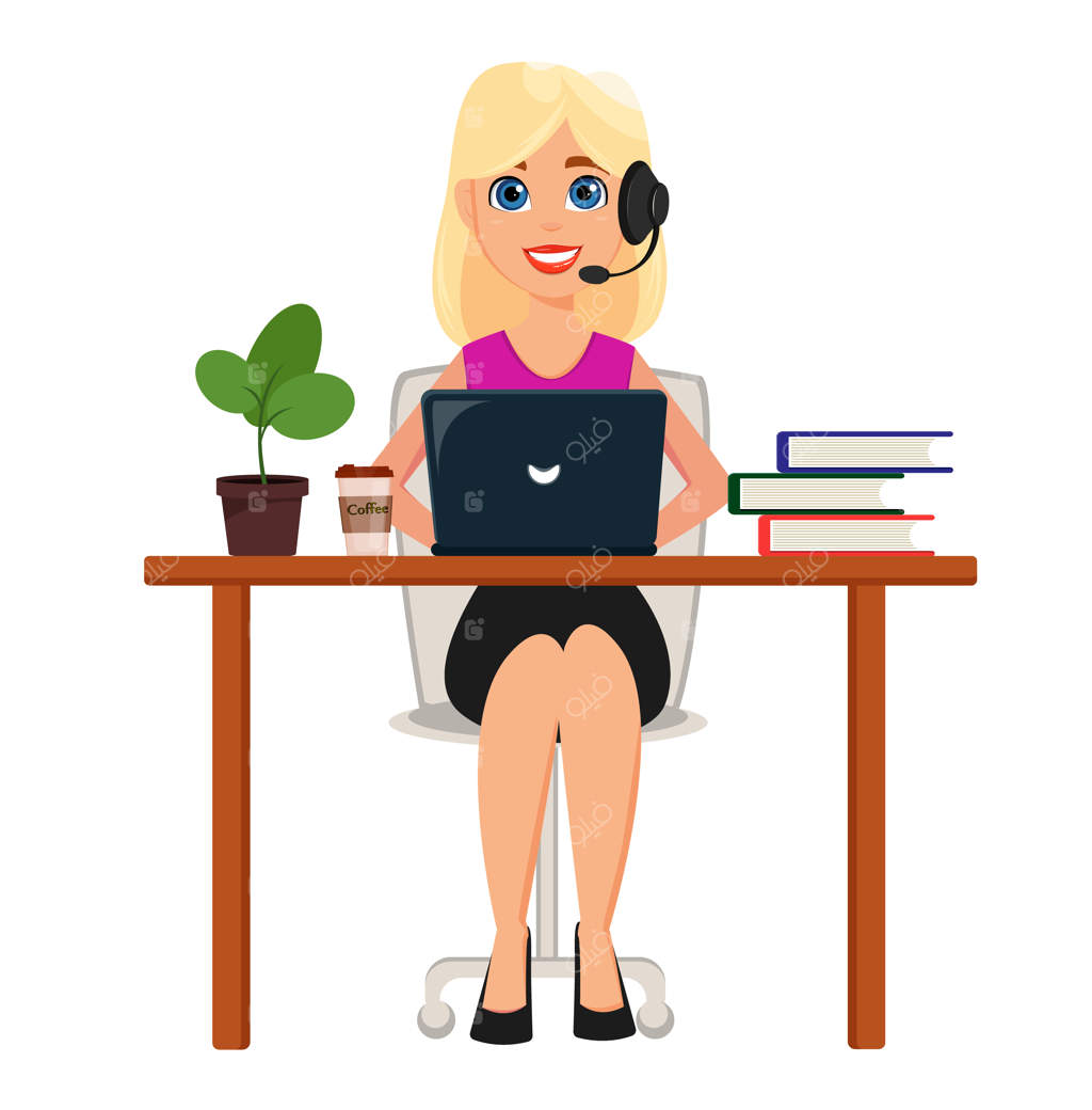 زن تاجر در حال کار با لپ‌تاپ روی میز دفترش