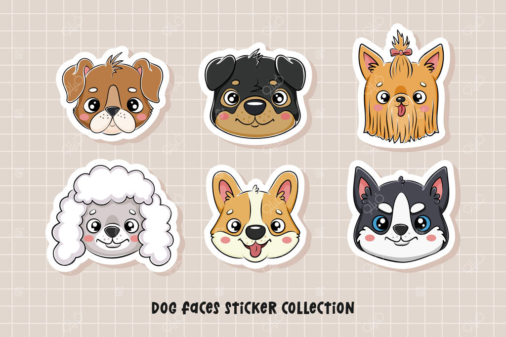 مجموعه برچسب صورت‌های سگ‌ها