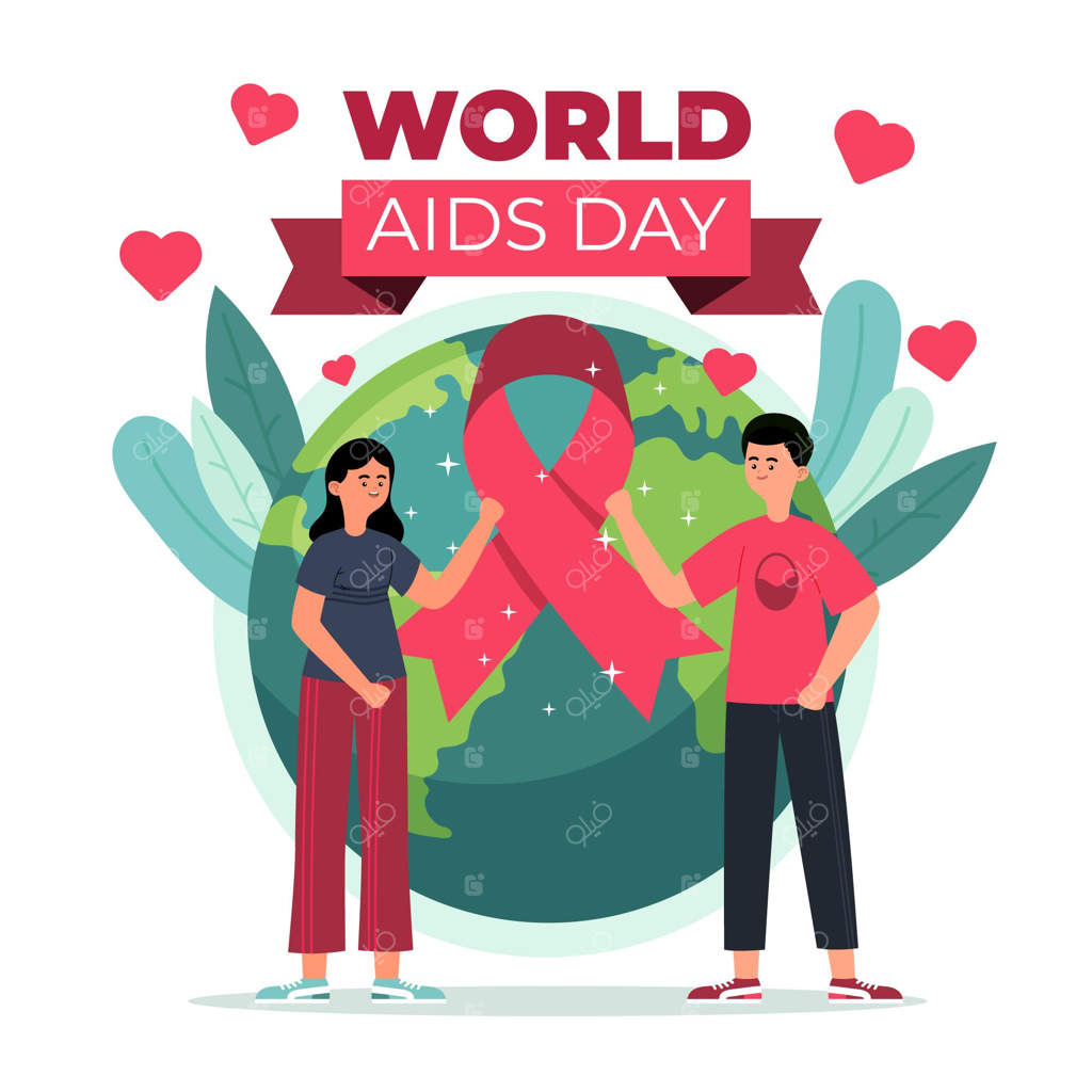 روز جهانی ایدز با طراحی فلت و تصویری