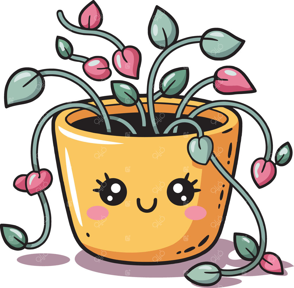 گلدان گیاهی بامزه با چهره کاوایی