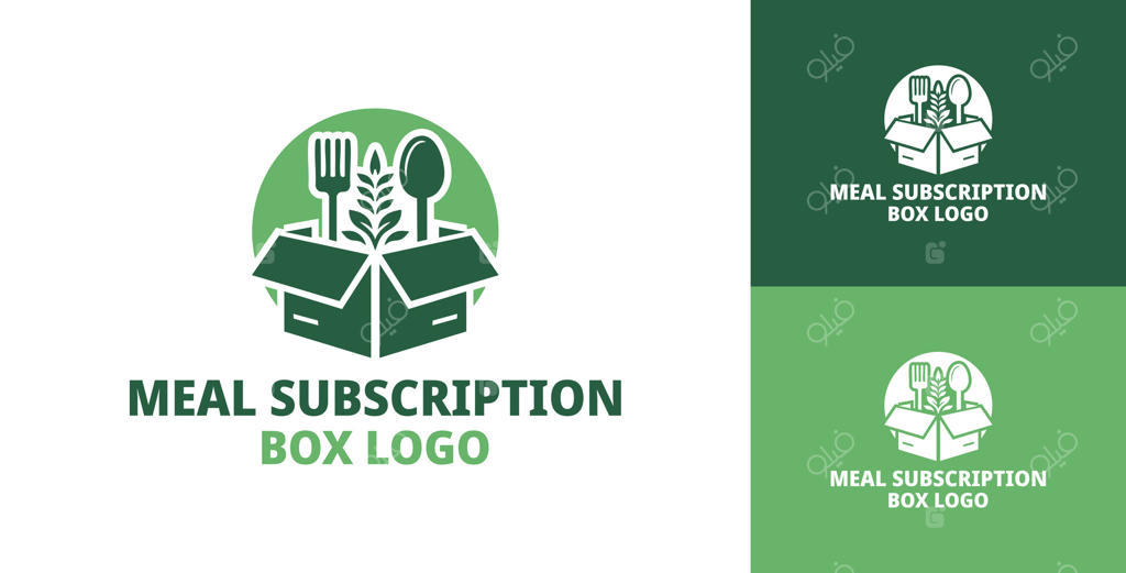 لوگوی مینیمال جعبه اشتراک غذا و نشان سبک زندگی سالم