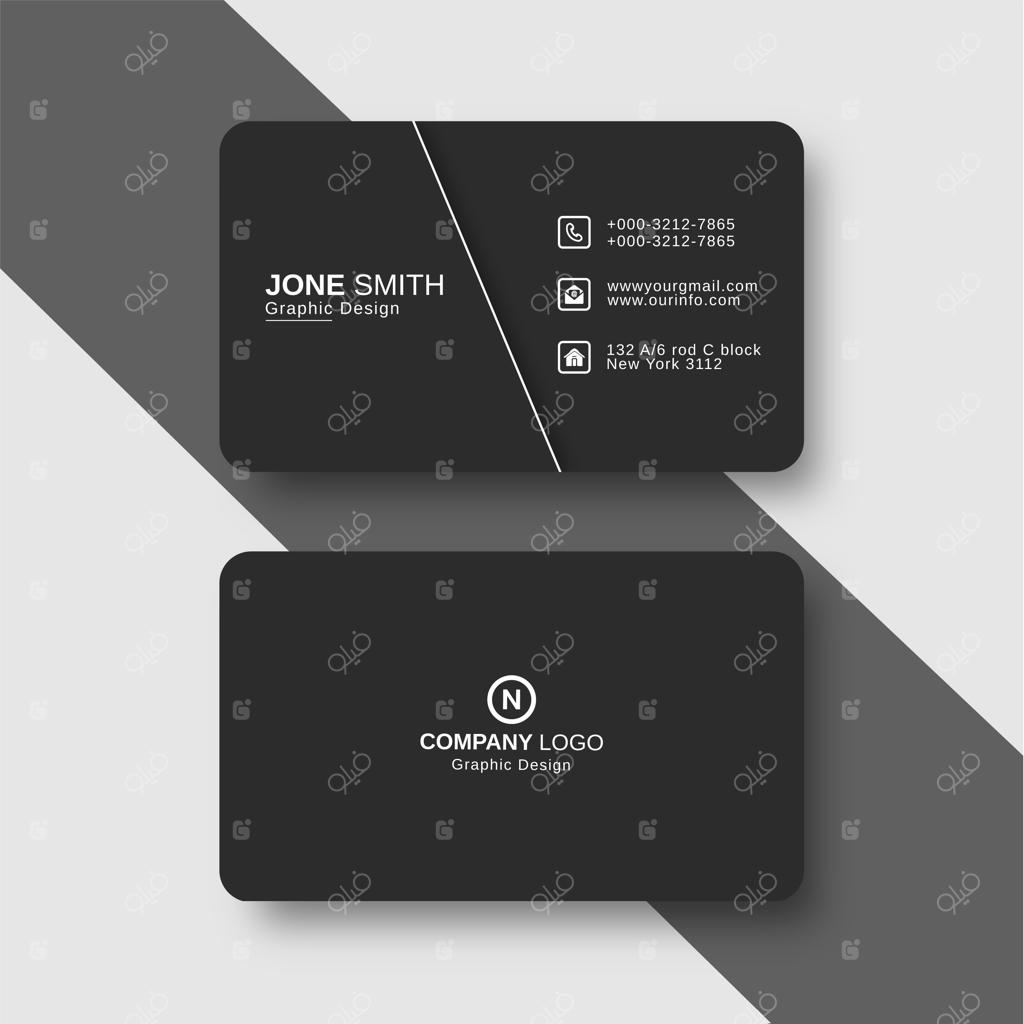 طرح وکتور کارت ویزیت مینیمال و شیک سیاه و سفید
