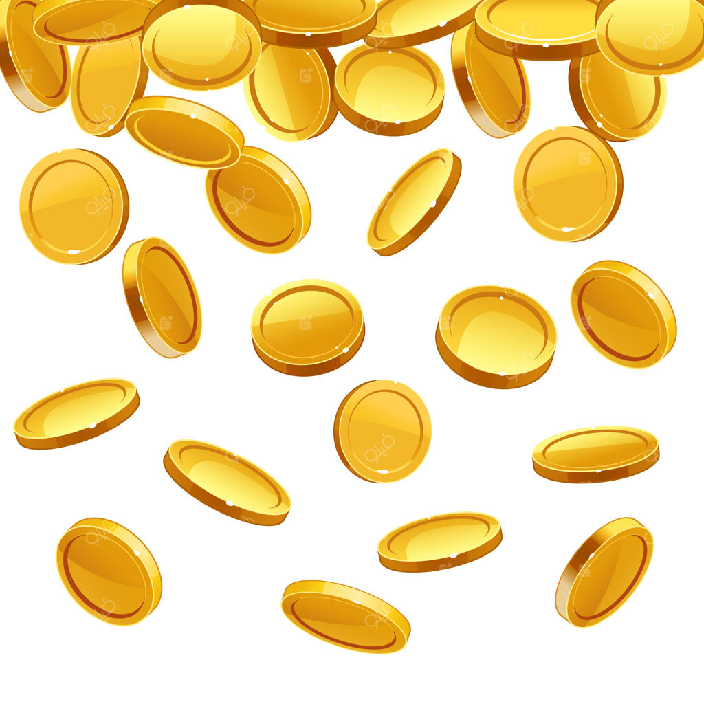 سکه‌های طلای فرو ریخته روی زمینه سفید