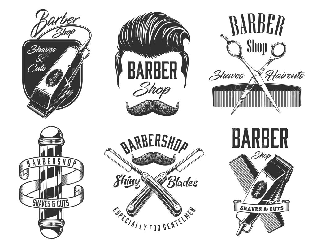 تابلو و نمادهای آرایشگاه: قیچی، سبیل و اصلاح مو
