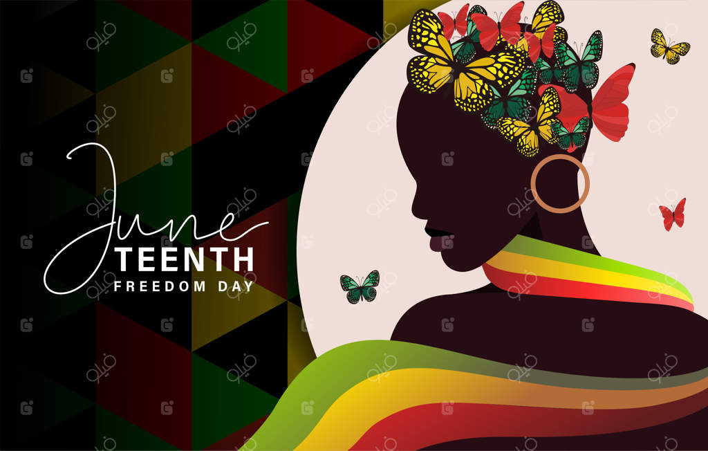 تصویر بنر روز آزادی - مفهوم زندگی سیاه‌پوستان مهم است با تصویر زن آفریقایی‌تبار