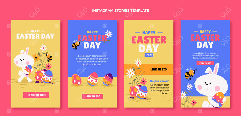 مجموعه استوری‌های اینستاگرام عید پاک با طراحی ساده