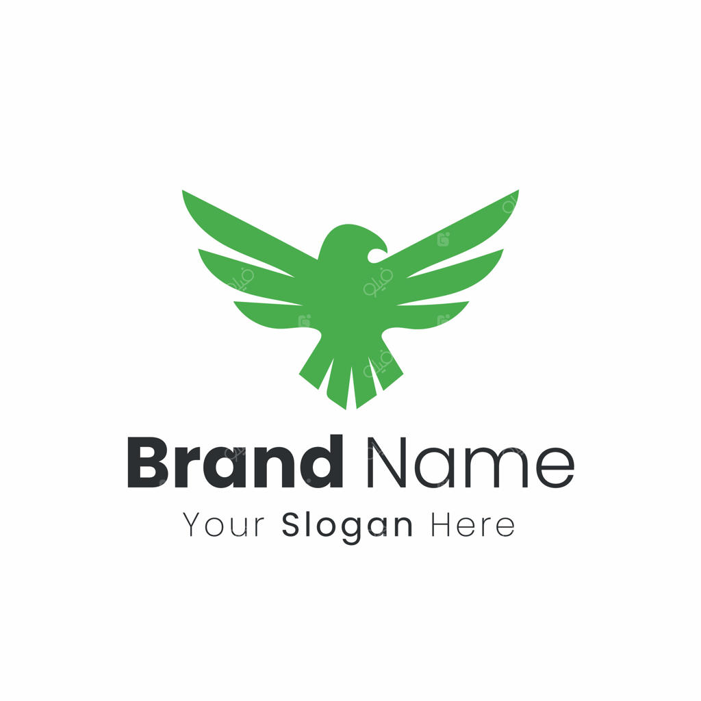 عقاب سبز با بال‌های گسترده نمادی از رشد، آزادی، قدرت و هویت برند حرفه‌ای کسب‌وکار