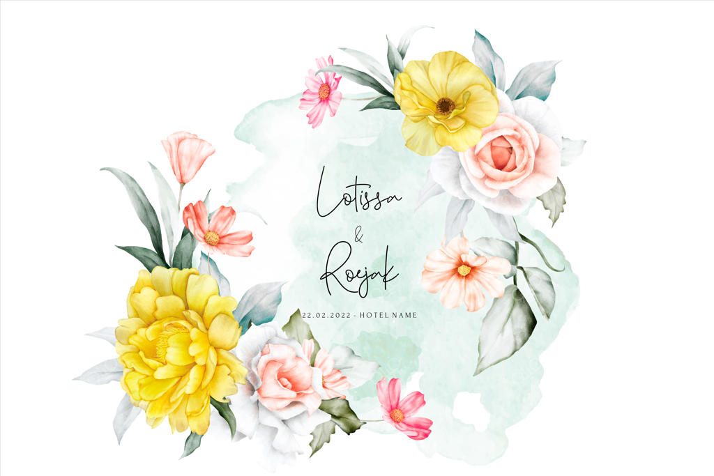 قاب زیبا با طرح گل‌های آبرنگی