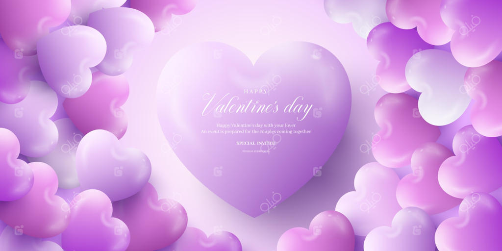 روز ولنتاین مبارک! پس‌زمینه‌ای با قلب‌های واقعی.