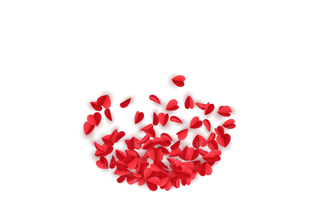 قلب‌های کاغذی قرمز و صورتی بر روی پس‌زمینه سفید - تصویر وکتور