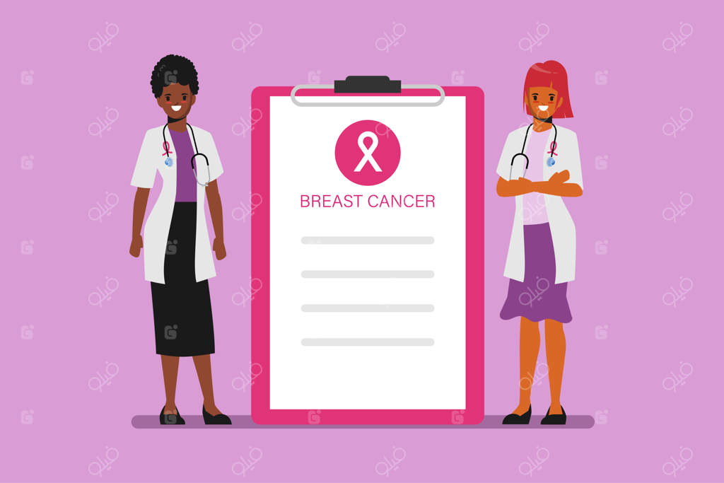 ماه آگاهی از سرطان پستان: شخصیت زن و درمان پزشکی توسط پزشک.