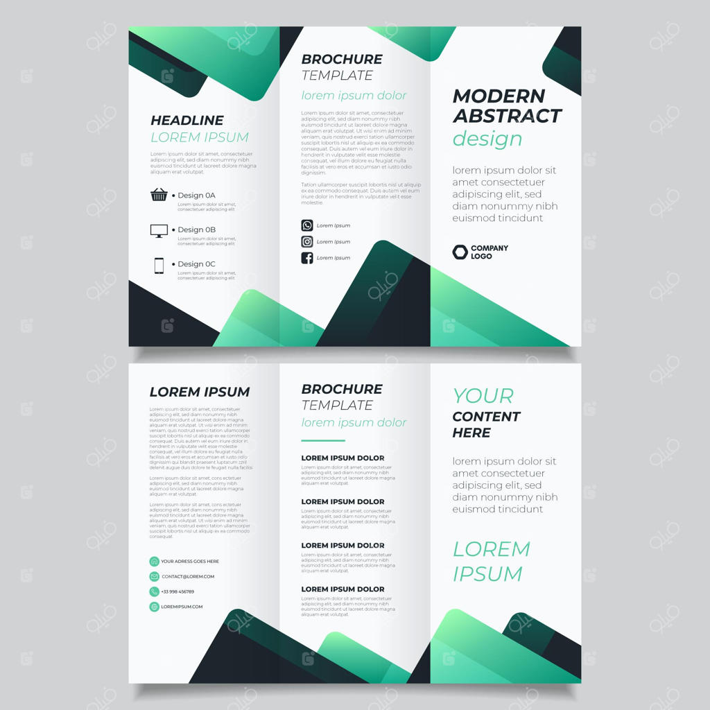 قالب بروشور سه‌لتکه انتزاعی