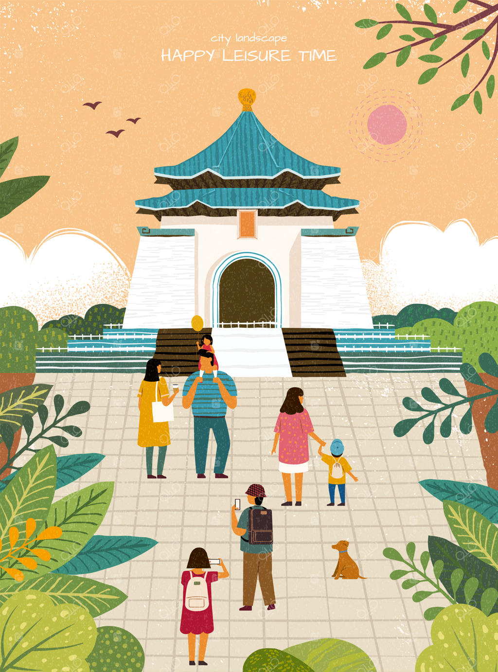 پوستر گردشگری تالار یادبود چیانگ کای شک - تصویرسازی مفهوم سفر به تایوان