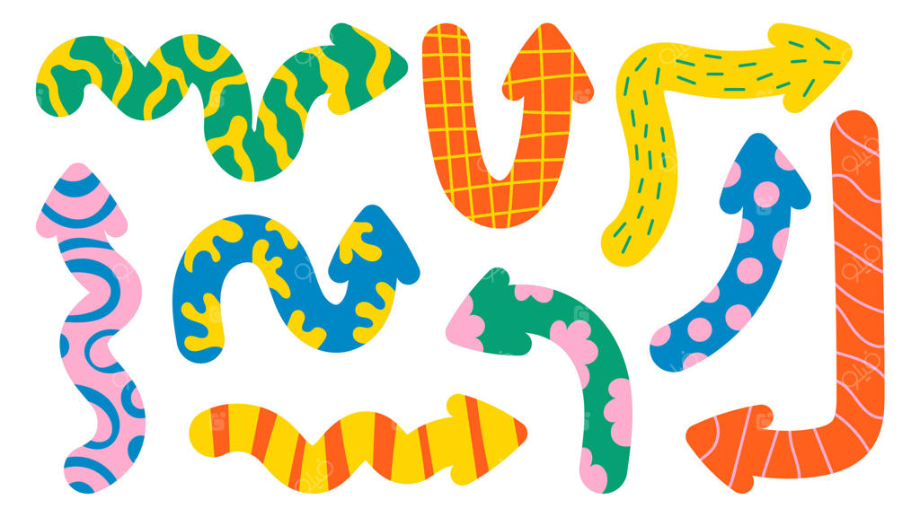 مجموعه‌ای از پیکان‌های منحنی بافت‌دار