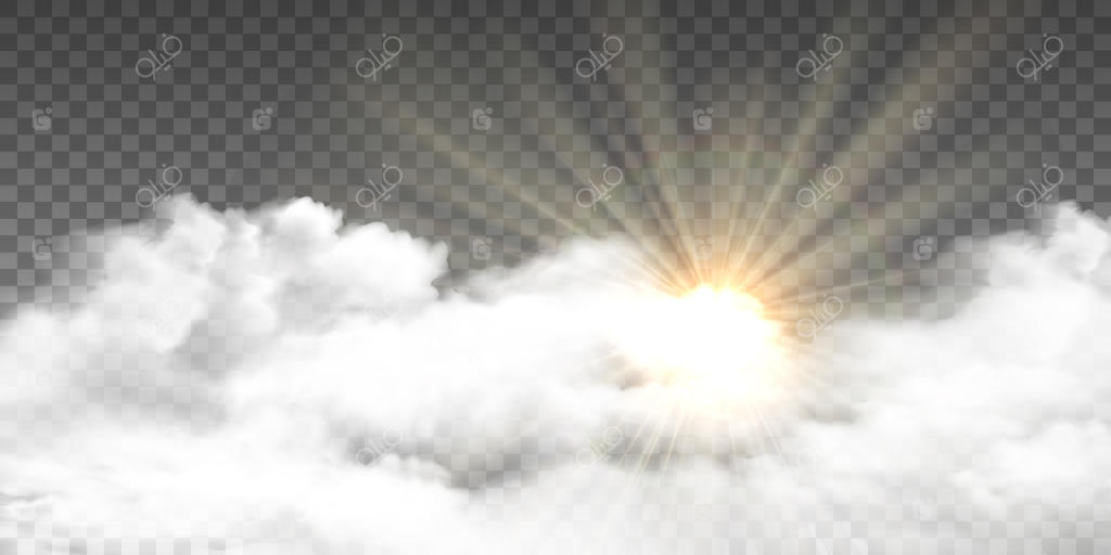 حاشیه ابری با پرتوهای خورشید و آسمان نیمه‌ابری طبیعی