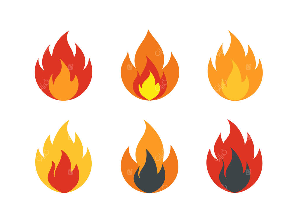 مجموعه آیکون‌های آتش با طراحی تخت