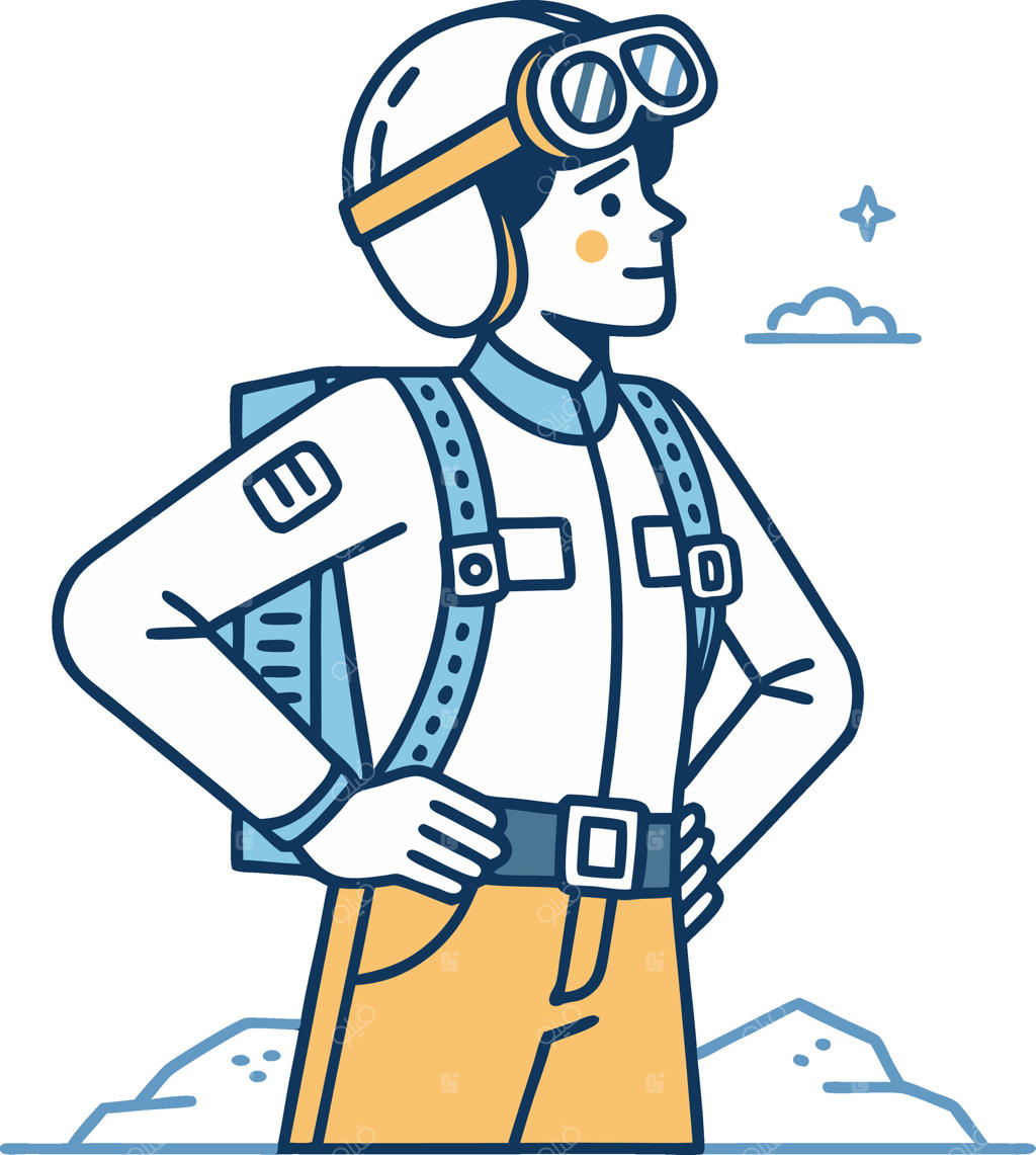 خلبان ماجراجو با کوله‌پشتی و عینک، آماده اکتشاف با استایل رترو