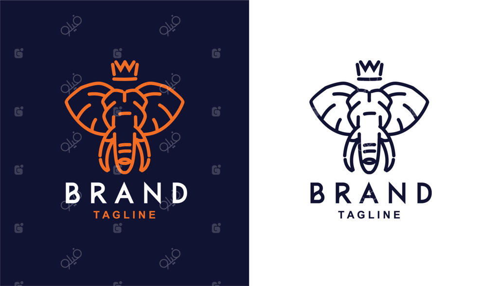 لوگوی ساده و مینیمال سر فیل به سبک خطی و متوازن - مناسب برای هر برند و شرکت