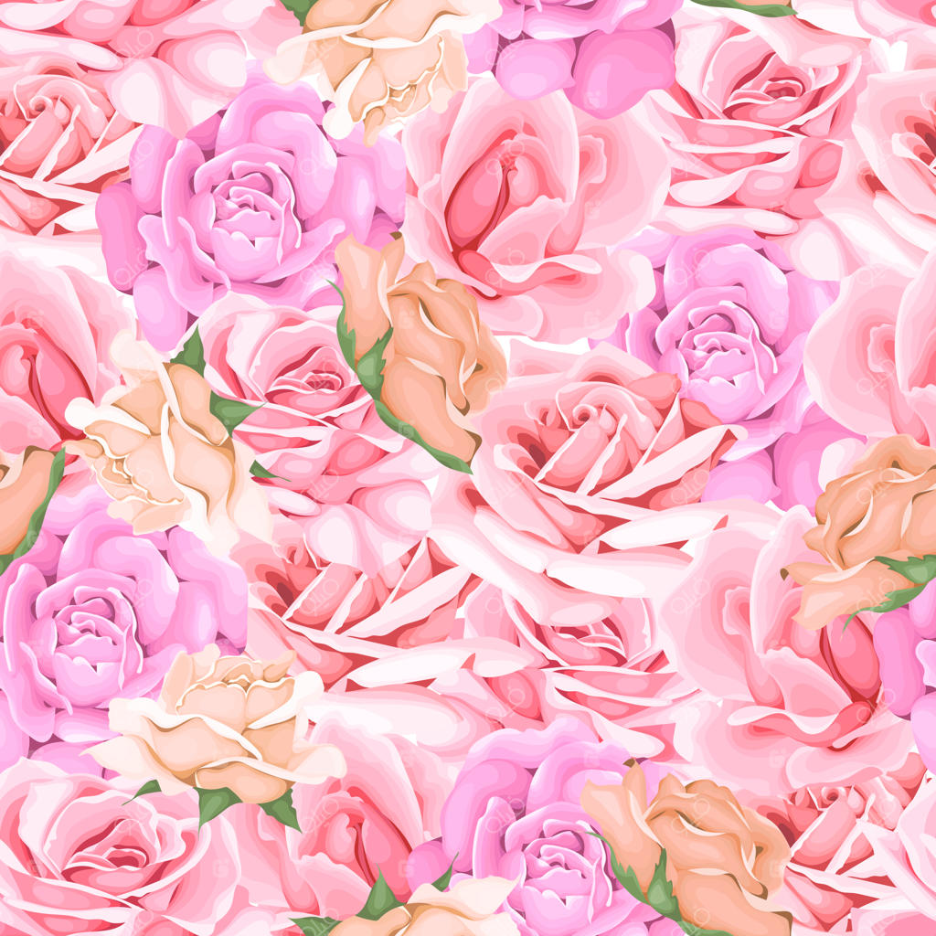 پس‌زمینه پترن بی‌وقفه گل‌های رزی
