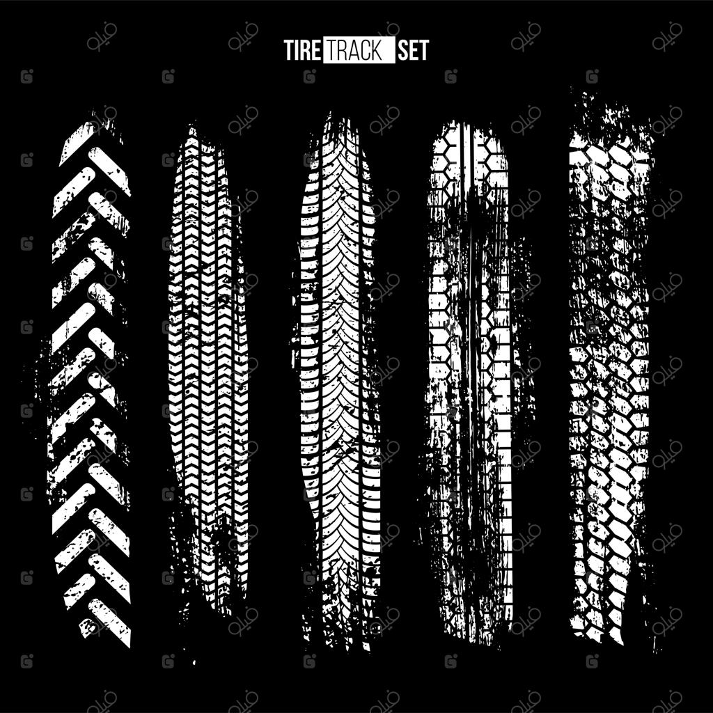 مجموعه‌ای از بافت‌های رد لاستیک سفید بر روی پس‌زمینه سیاه