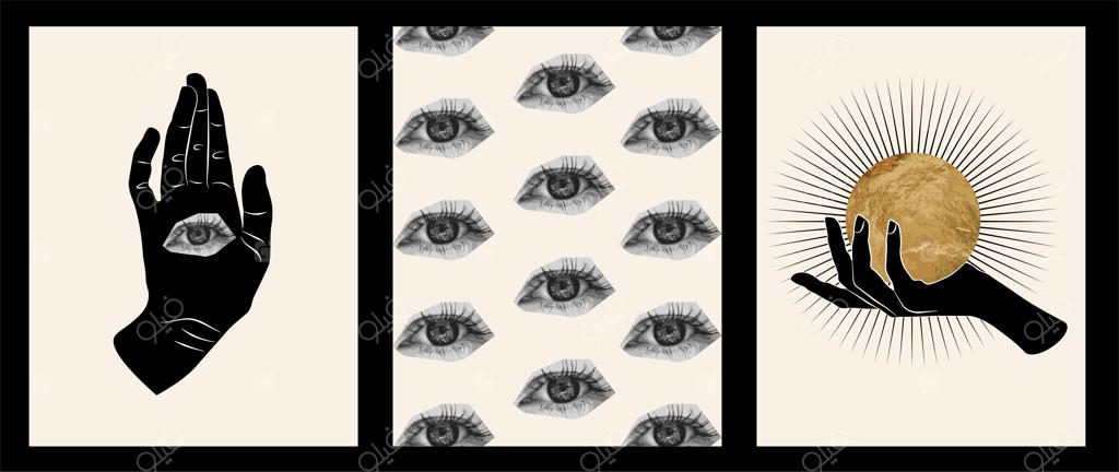 مجموعه پوسترهای انتزاعی با طرح دست - قالب‌های چاپ مدرن اسکاندیناویایی