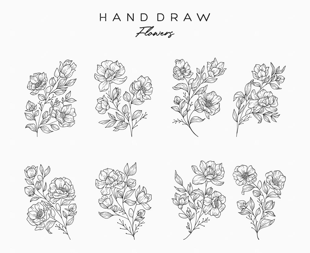 مجموعه‌ای از گل‌ها و برگ‌های طبیعی