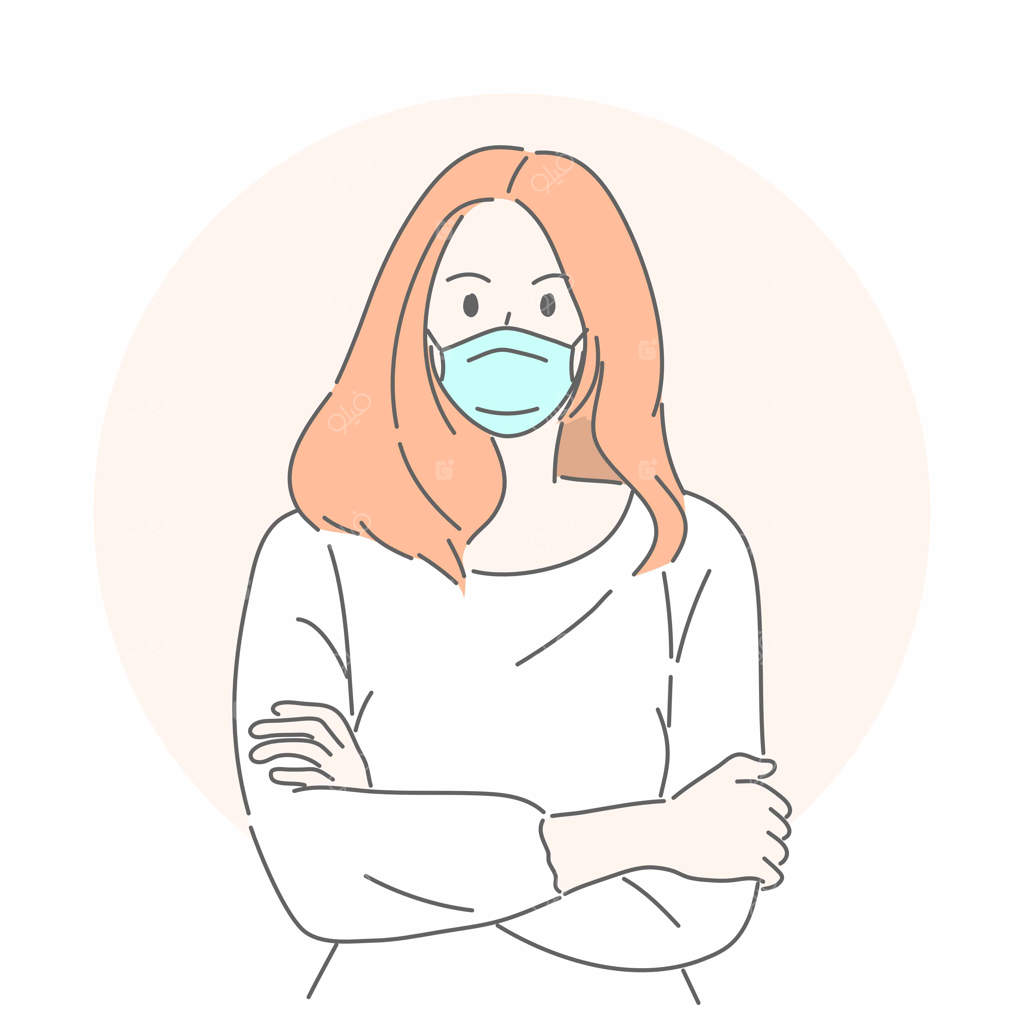 زنی با ماسک پزشکی برای محافظت در برابر کرونا و آلودگی هوا: مفهوم آلودگی جهانی و پیشگیری از بیماری‌ها.