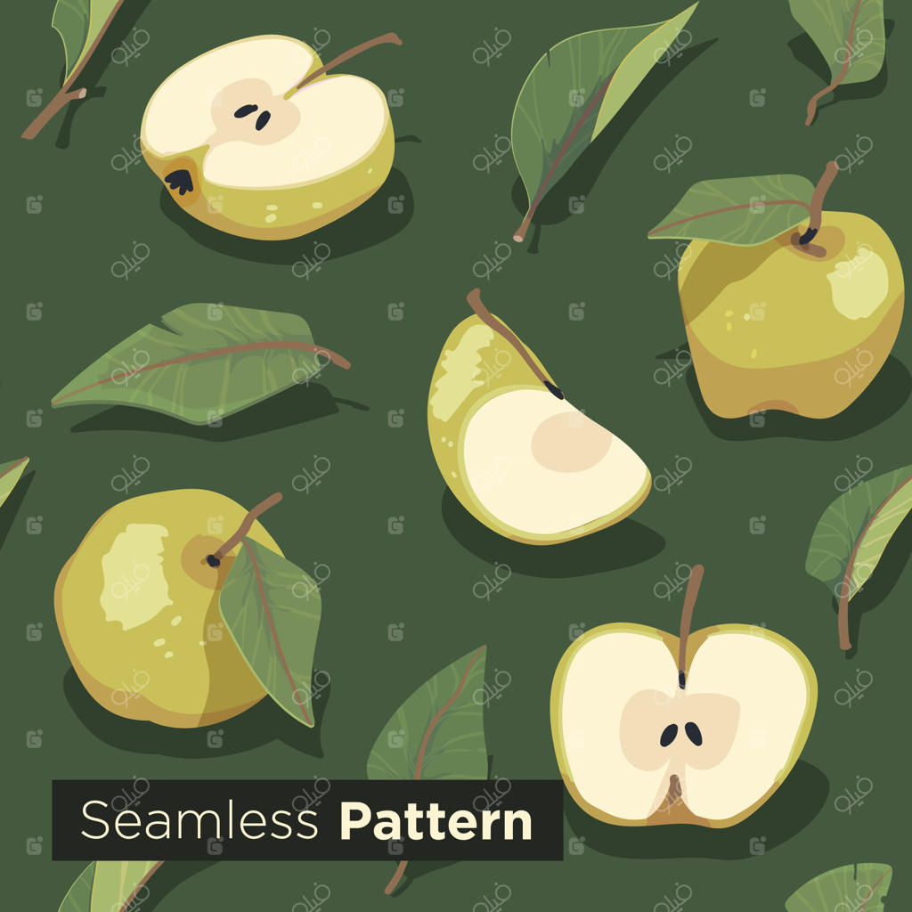 پترن روشن و یکپارچه استوایی با پس‌زمینه گیاهی و برگ‌های نخل جنگلی