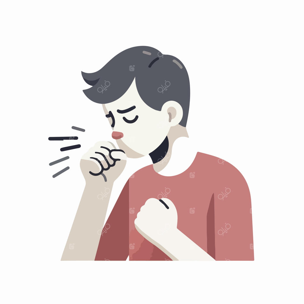 وکتور نوجوان در حال سرفه با طراحی تخت