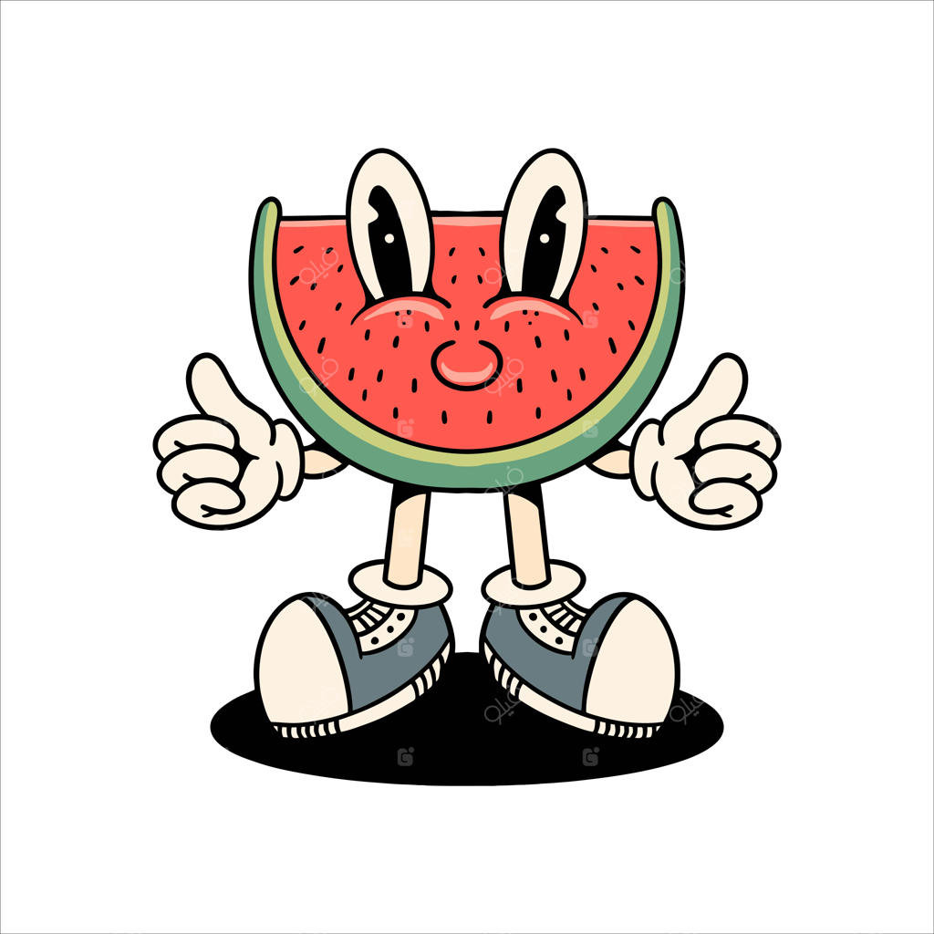 طرح کارتونی هندوانه به سبک وکتور