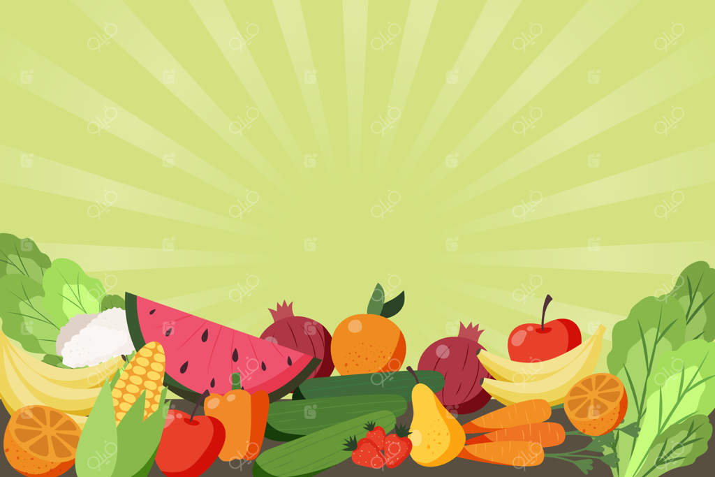 پس‌زمینه با تم میوه‌ها و سبزیجات