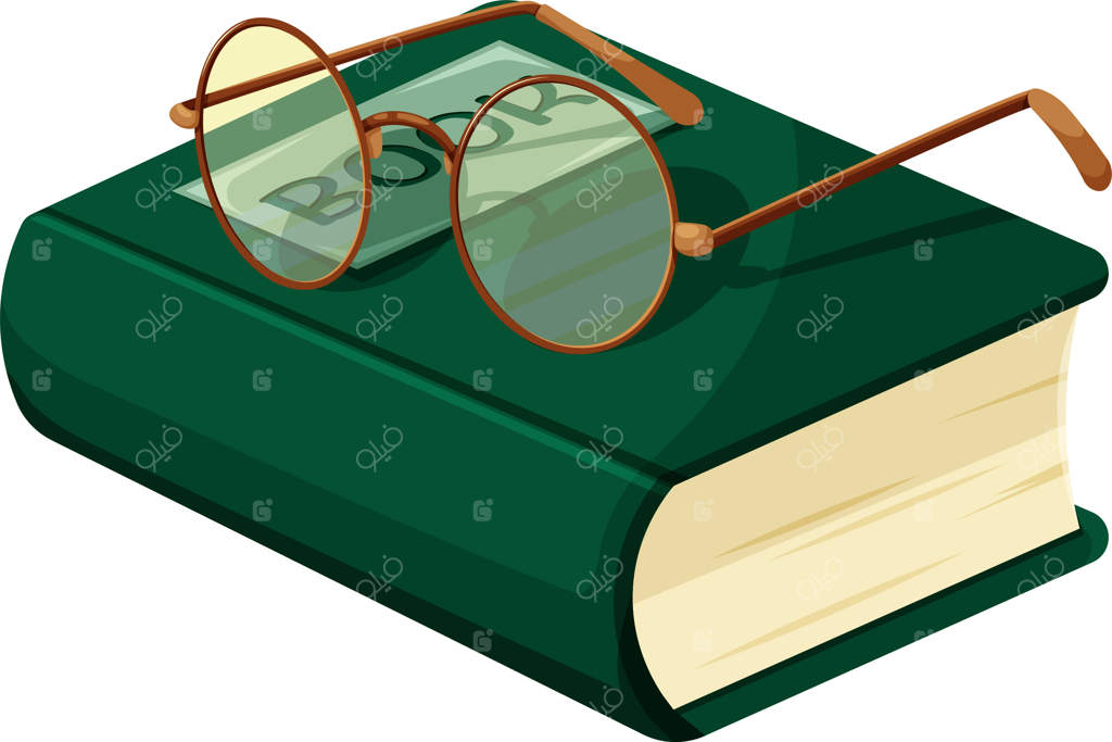 عینک گرد قهوه‌ای روی کتاب بزرگ