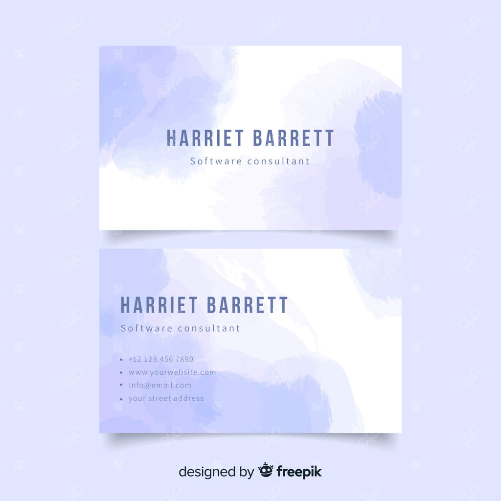 قالب کارت ویزیت انتزاعی با طراحی آبرنگی
